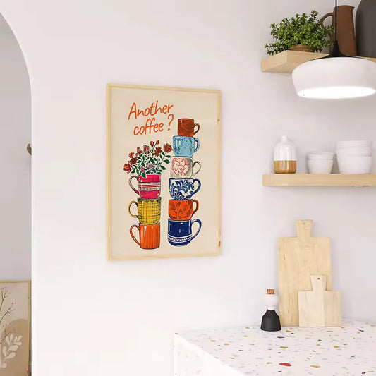 Another Coffee Colorful Coffee Cups Poster Coffee Break Kitchen Decoration Coffee Lover Office Wall Art Canvas Painting Pictures